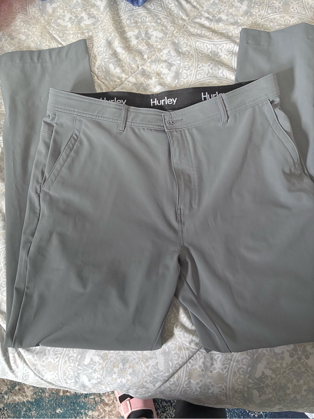 Hurley Light Gray/Black Waistband Active Pants